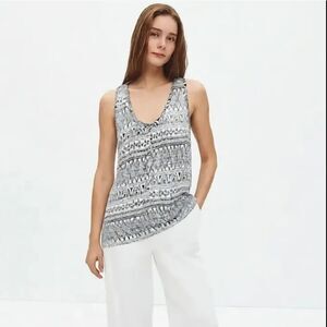 Costa Blanca Sheer Tribal Button Down Tank Top